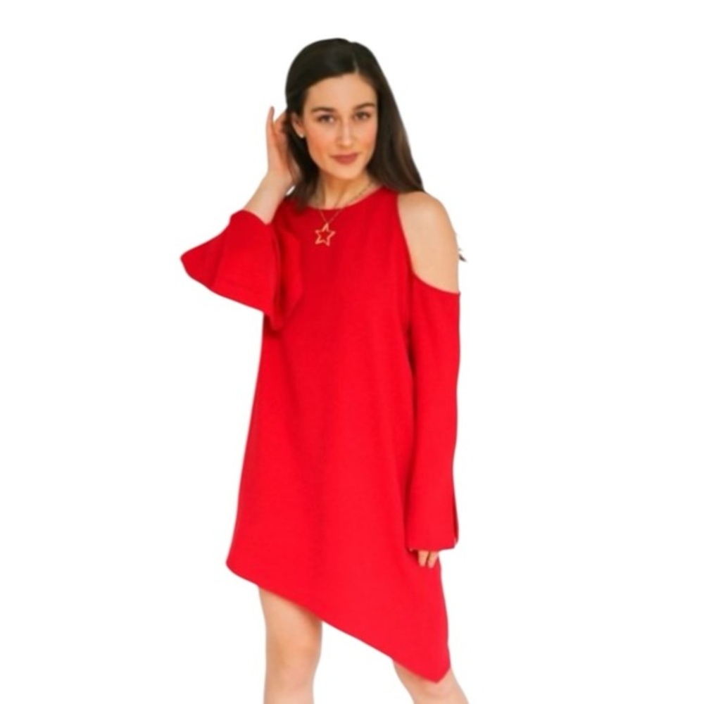 IRO Awati Dress Poppy Red Size One Shoulder Asymmetrical Mini NWT Cocktail Party